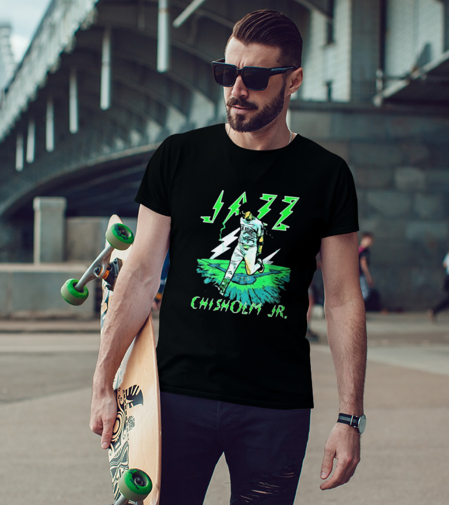 Jazz Chisholm Jr. New York Yankees Electric Green MLB Painting T-Shirt