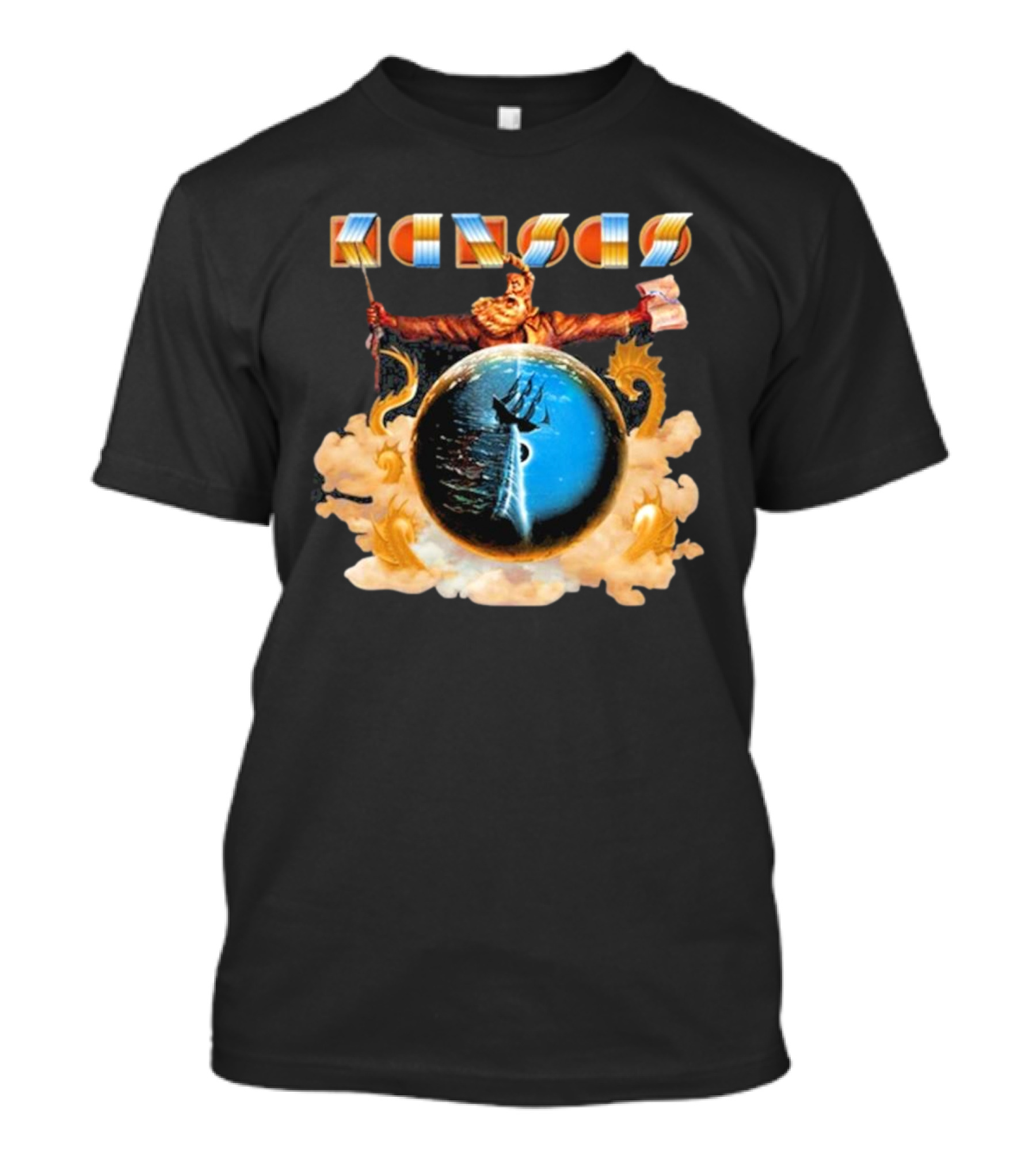 Kansas John Brown Nautical Ship In Storm Cloud Background T-Shirt