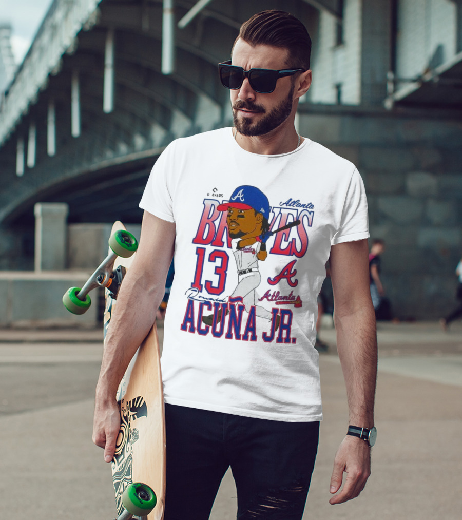Atlanta Braves Ronald Acuña Jr. Caricature 13 Atlanta Baseball T-Shirt