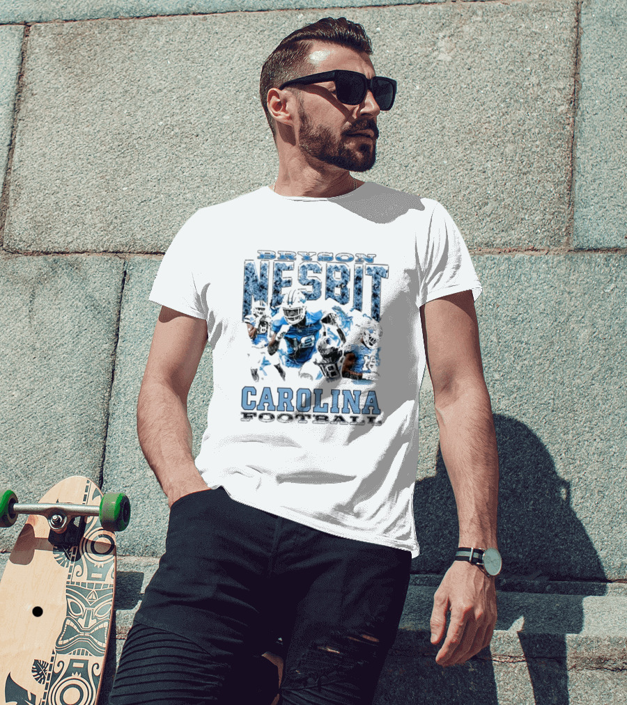 Bryson Nesbit Carolina Football Vintage Graphic Blue And Black T-Shirt