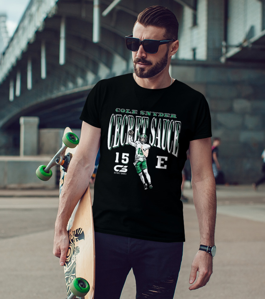 Cole Snyder Secret Sauce Number 15 Eastern Michigan Football T-Shirt