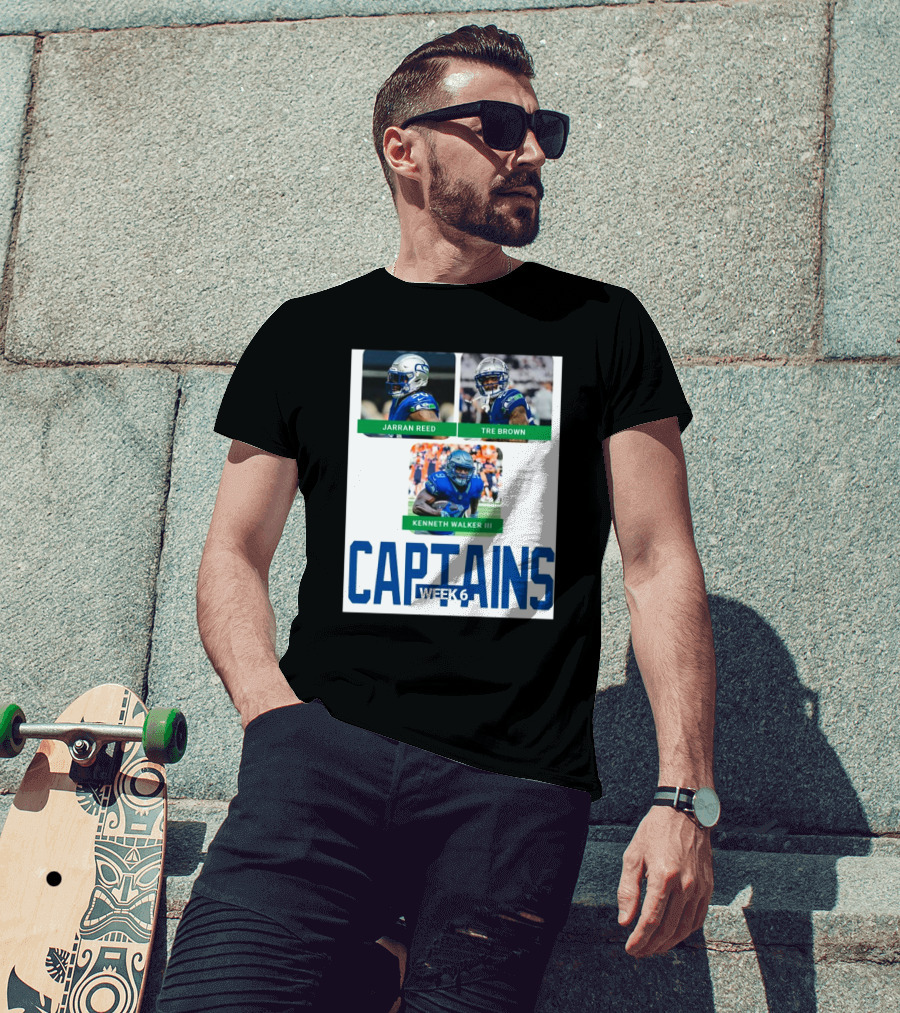 Seattle Seahawks Captains Week 6 Jarran Reed Tre Brown Kenneth Walker III T-Shirt