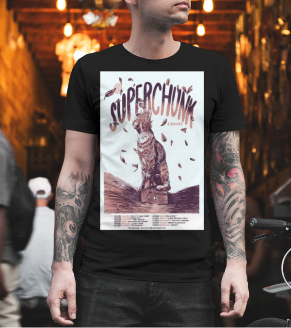 Superchunk October 2024 America Tour 4 Quivers Cat Imagery and Autumn Leaves T-Shirt Superchunk October 2024 America Tour 4 Quivers Cat Imagery and Autumn Leaves T-Shirt