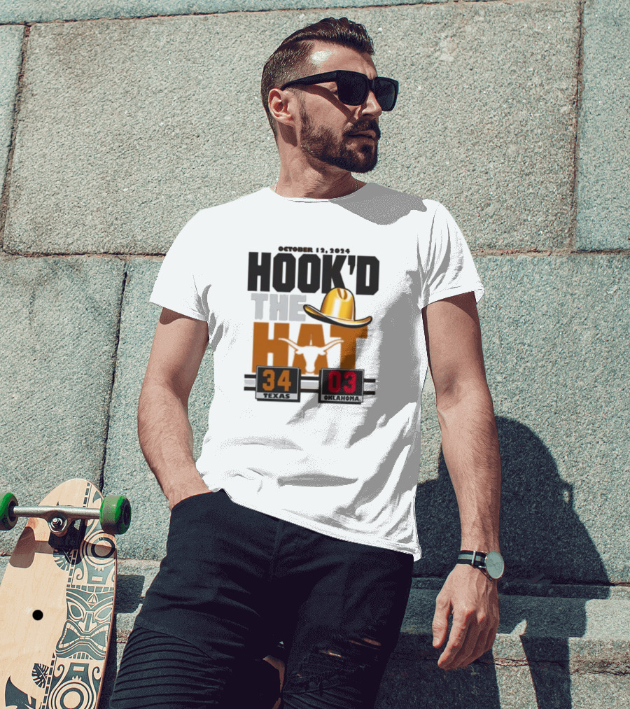 Hook’d The Hat 34 3 Texas Longhorns Red River Rivalry Score T-Shirt