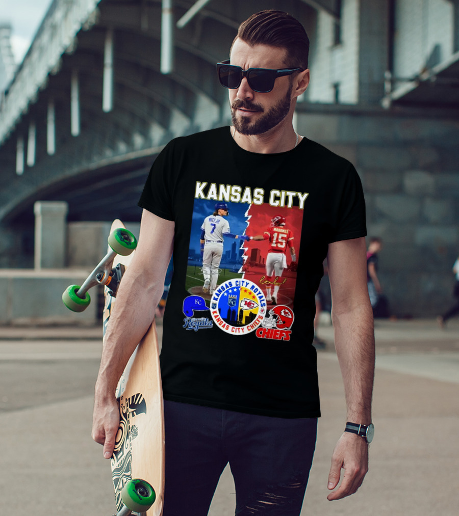 Kansas City Royals Robert Witt Jr. Chiefs Patrick Mahomes Signatures Royals Chiefs T-Shirt