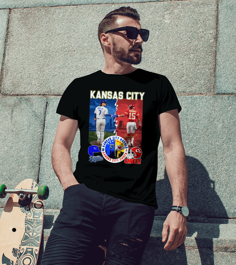 Kansas City Royals Robert Witt Jr. Chiefs Patrick Mahomes Signatures Royals Chiefs T-Shirt