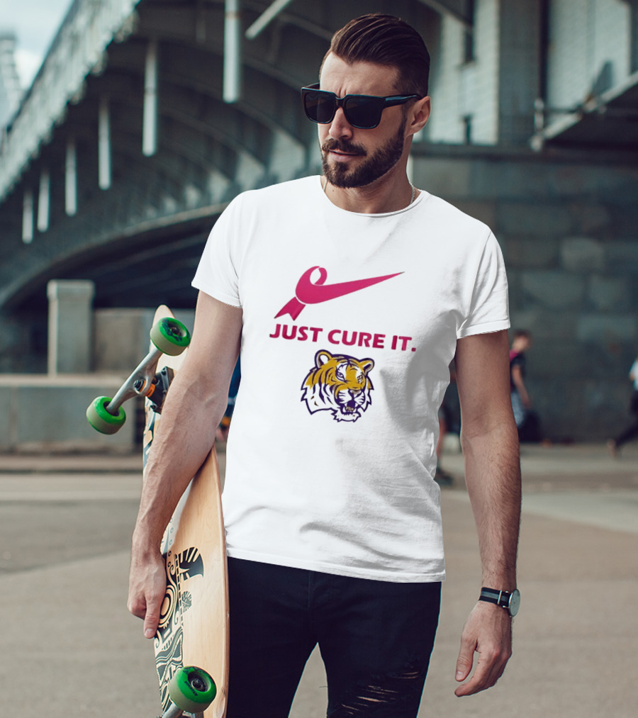 LSU Tigers Pink Ribbon Just Cure It T-Shirt