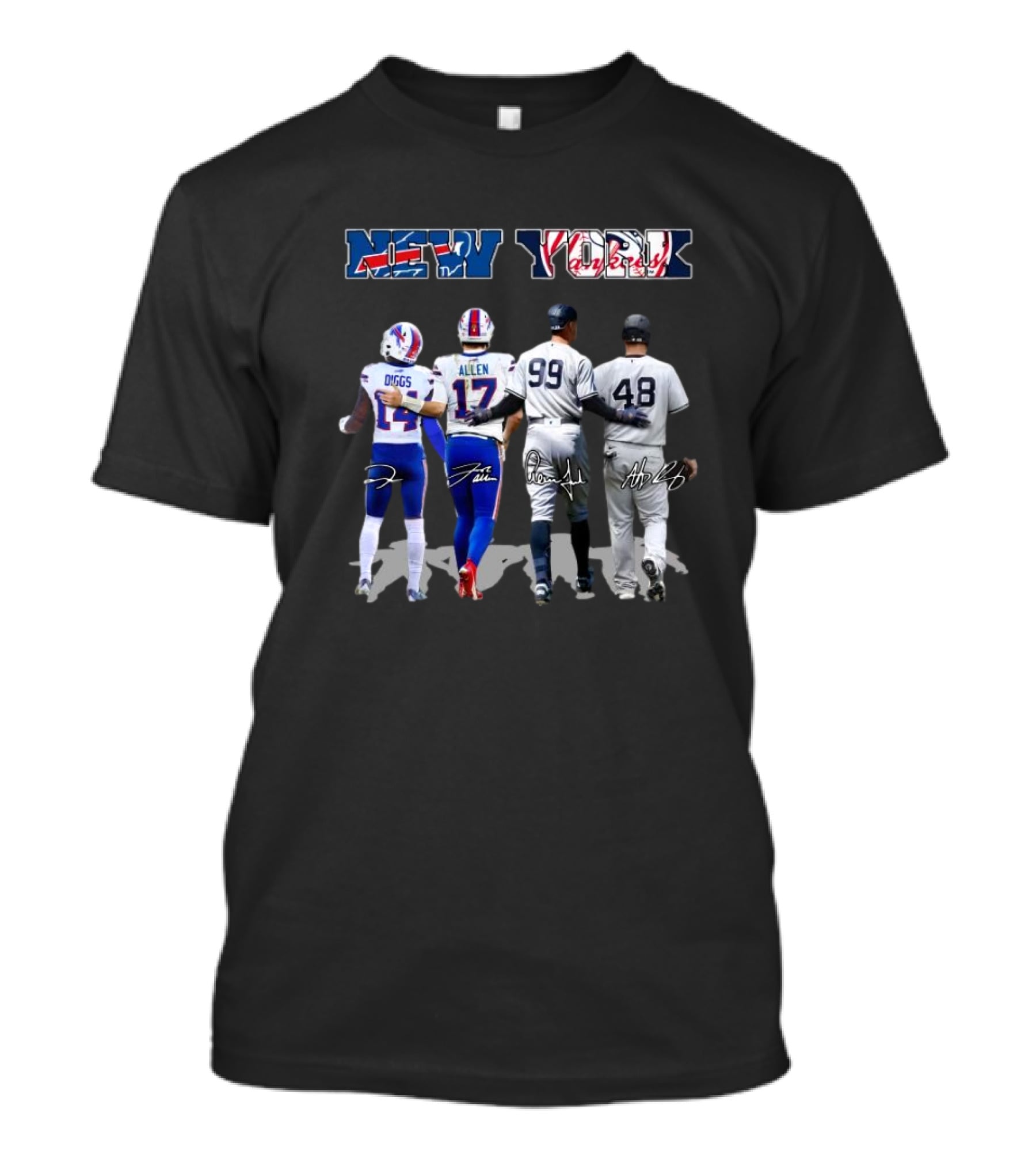 New York City Sports Buffalo Bills Diggs Allen New York Yankees Aaron Judge Anthony Rizzo Signatures T-Shirt