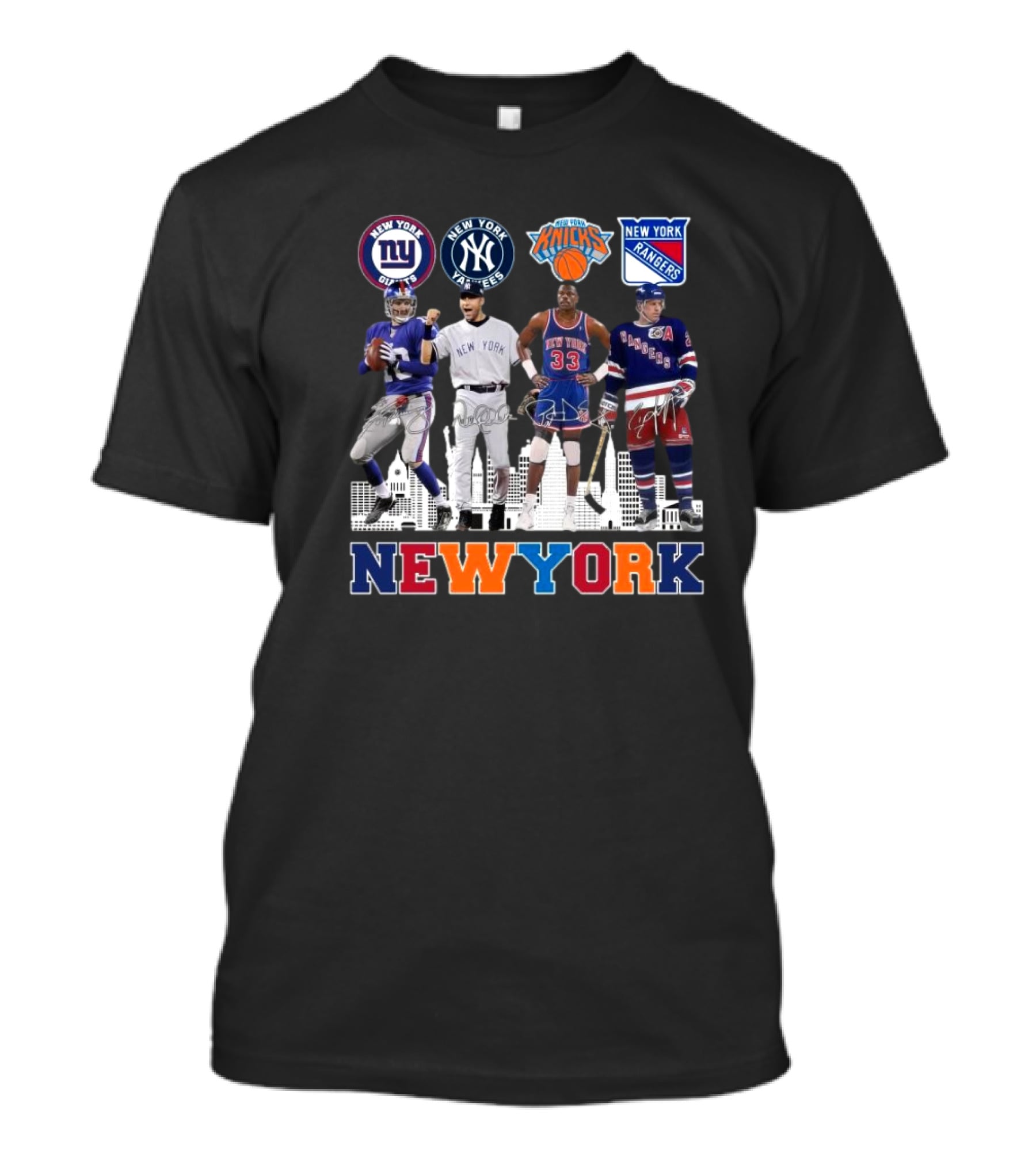 New York Giants Yankees Knicks Rangers Signatures Legend T-Shirt