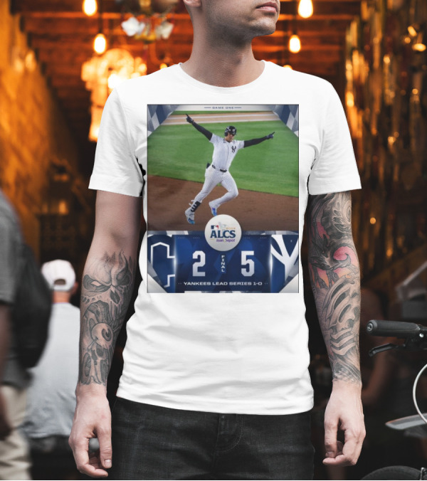MLB 2024 ALCS Game One Yankees 5 Cleveland Guardians 2 Yankees Lead Series 1-0 T-Shirt MLB 2024 ALCS Game One Yankees 5 Cleveland Guardians 2 Yankees Lead Series 1-0 T-Shirt