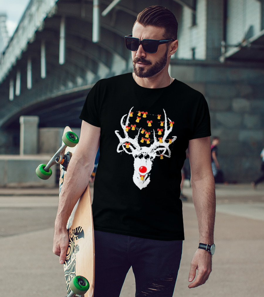 Reindeer Deer Christmas Rudolph With Bells T-Shirt