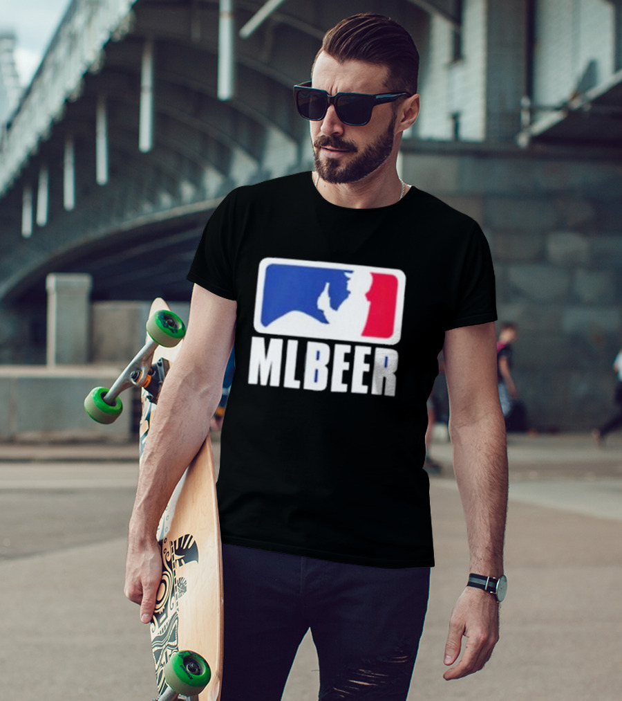 MLBEER MLB Parody Logo Funny Baseball Beer Enthusiast T-Shirt