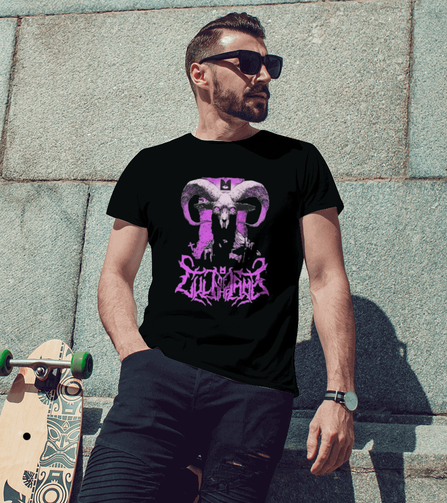 Cult Of The Lamb Unholy Goat Ram Skull Purple T-Shirt