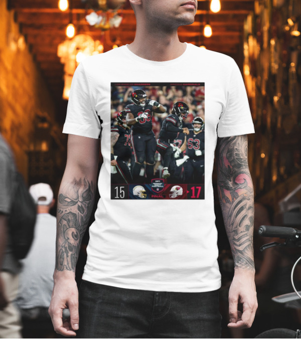 Final Score Los Angeles Chargers 15 Arizona Cardinals 17 Monday Night Football T-Shirt Final Score Los Angeles Chargers 15 Arizona Cardinals 17 Monday Night Football T-Shirt