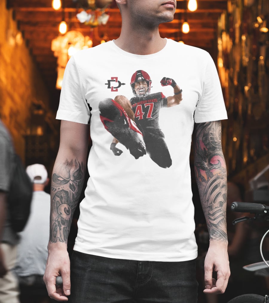 Trey White San Diego State Aztecs 47 Football Jump T-Shirt