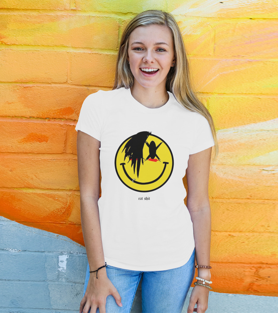 My Chemical Romance Smiley Symbol Eat Shit Face With Hair And Piercing T-Shirt