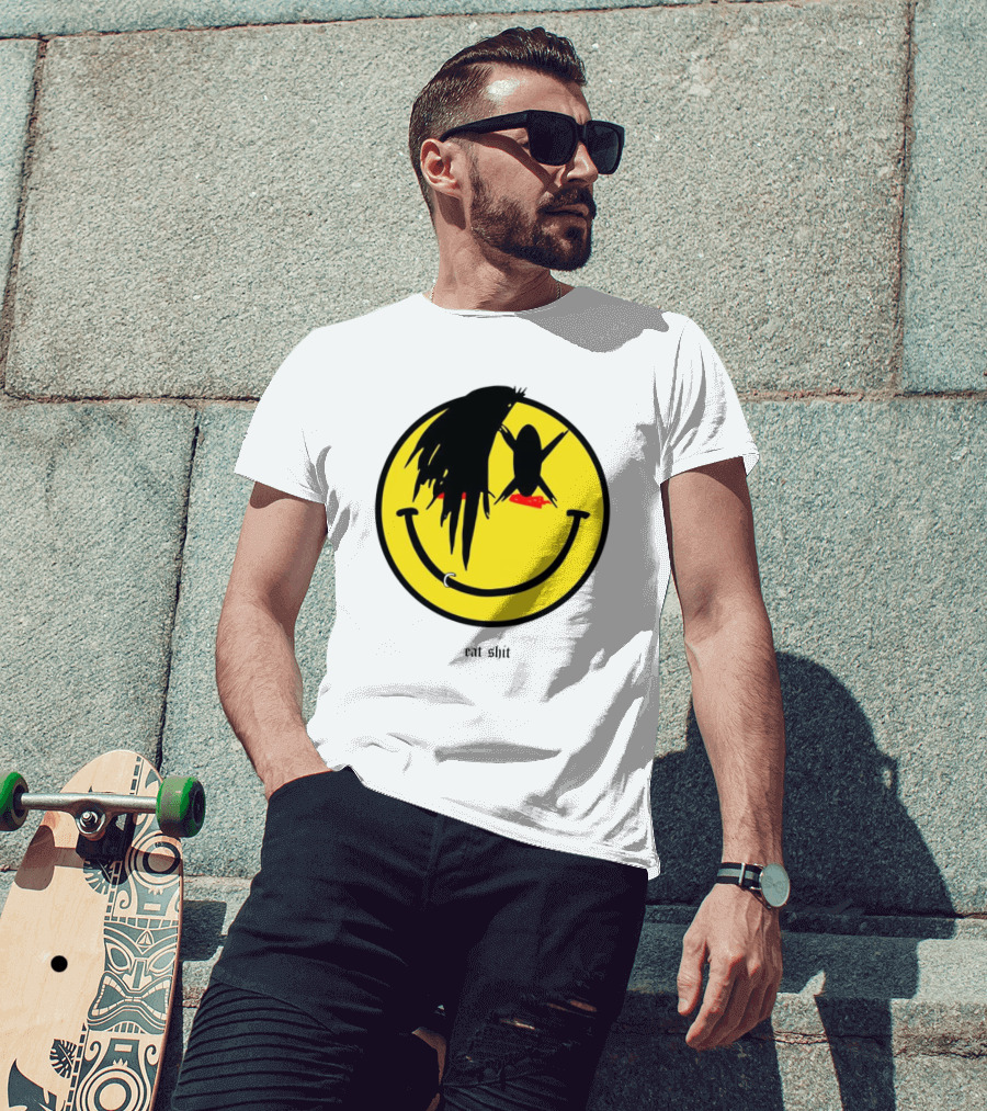 My Chemical Romance Smiley Symbol Eat Shit Face With Hair And Piercing T-Shirt