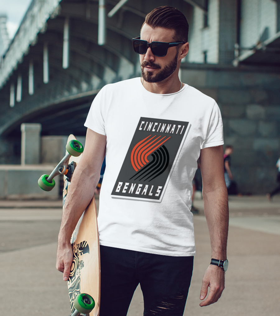 Cincinnati Bengals X Portland Trail Blazers Mashup Logo NFL NBA T-Shirt