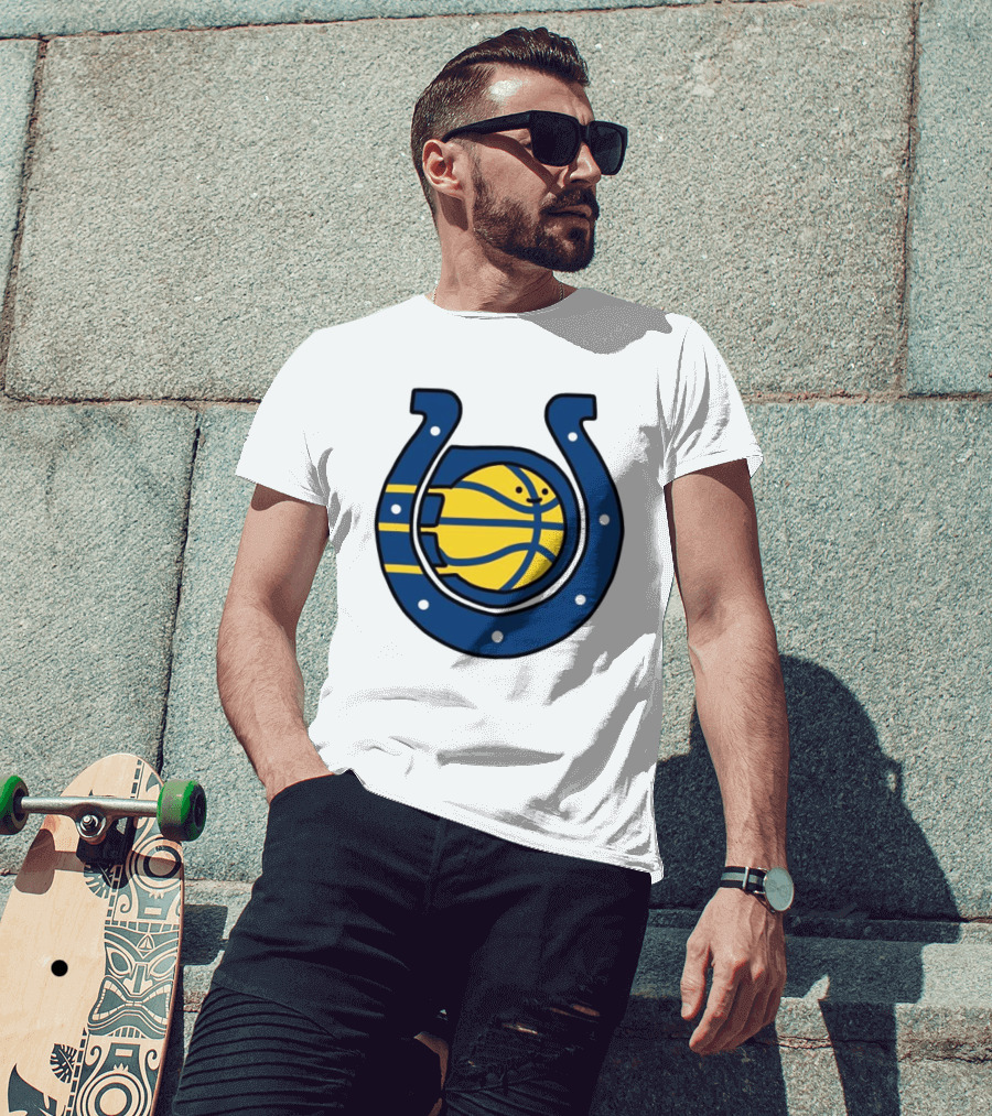 NFL X NBA Indianapolis Colts Pacers Logo Mashup Combine T-Shirt