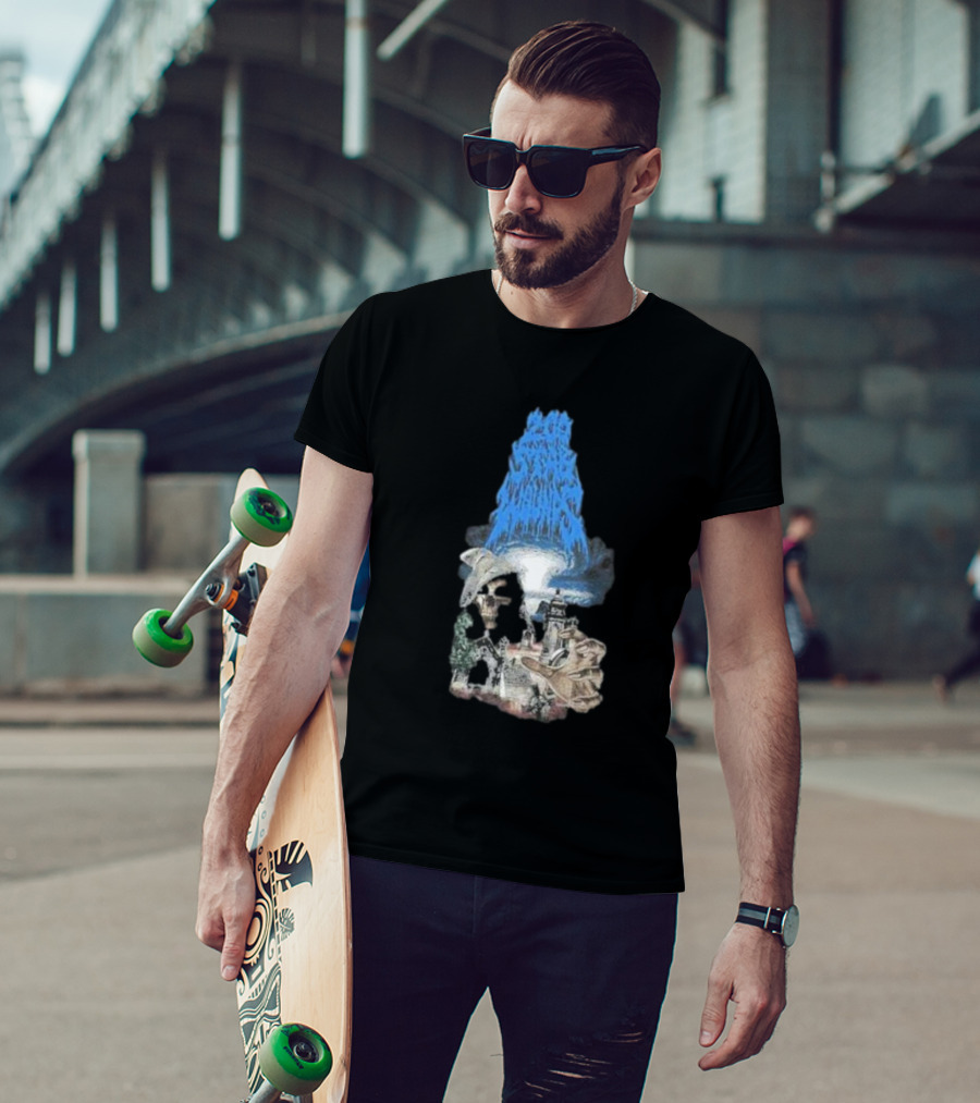 Down Right Merch 200 Stab Wounds Grim Reaper Skull Lighthouse Scene T-Shirt
