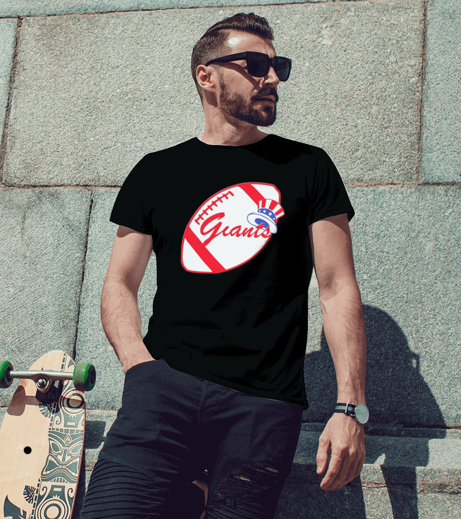 Giants Football Mashup With Yankees Hat NFL X MLB Collaboration T-Shirt