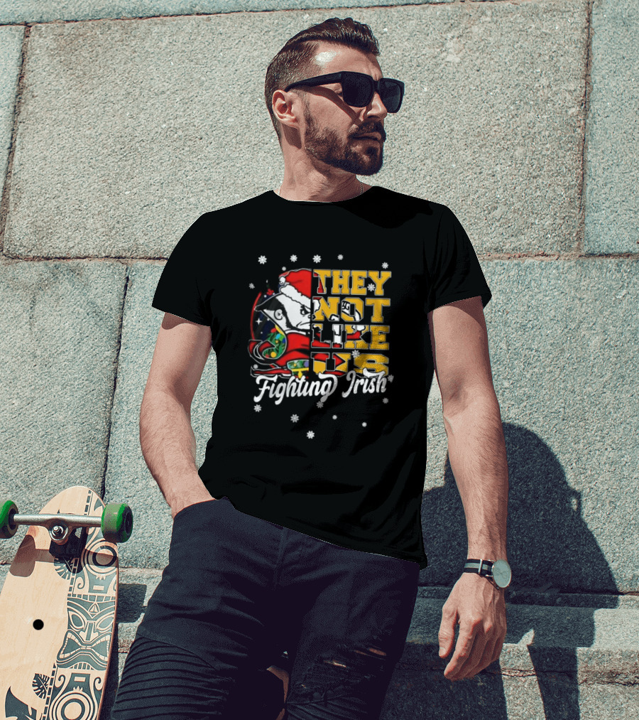 Notre Dame Fighting Irish They Not Like Us Christmas Mascot T-Shirt