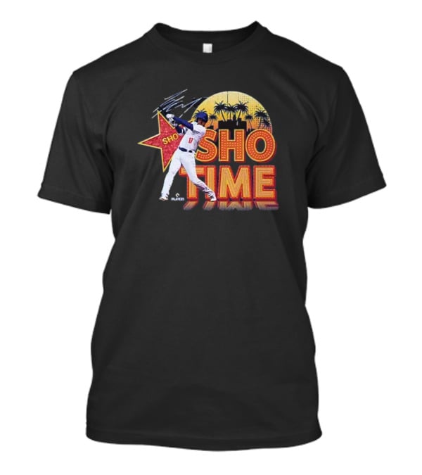Los Angeles Shohei Ohtani Sho-Time Signature Retro MLB Sunset Palms T-Shirt