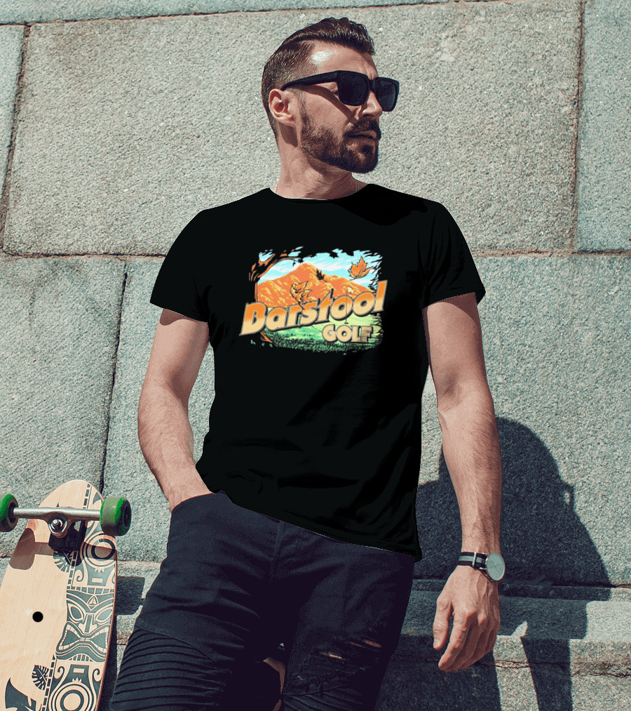 Golf Fall Mountain Scene With Leaves T-Shirt