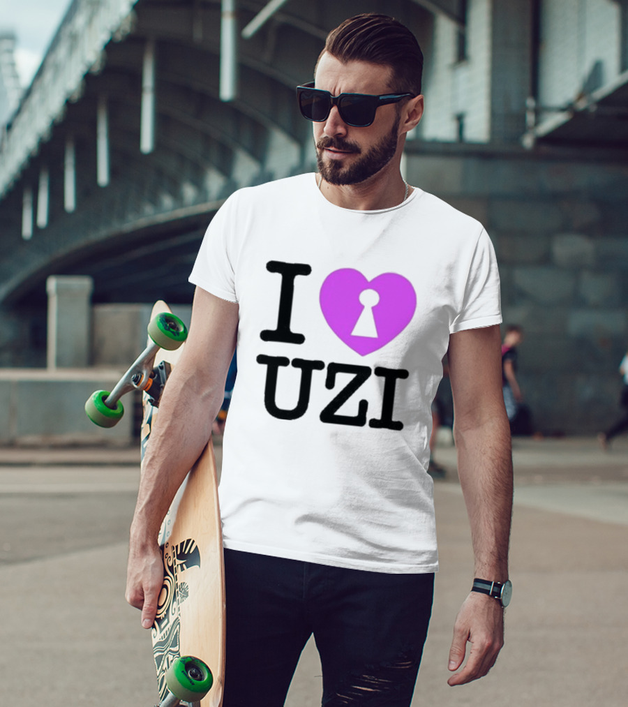 I Love Heart Keyhole Uzi T-Shirt