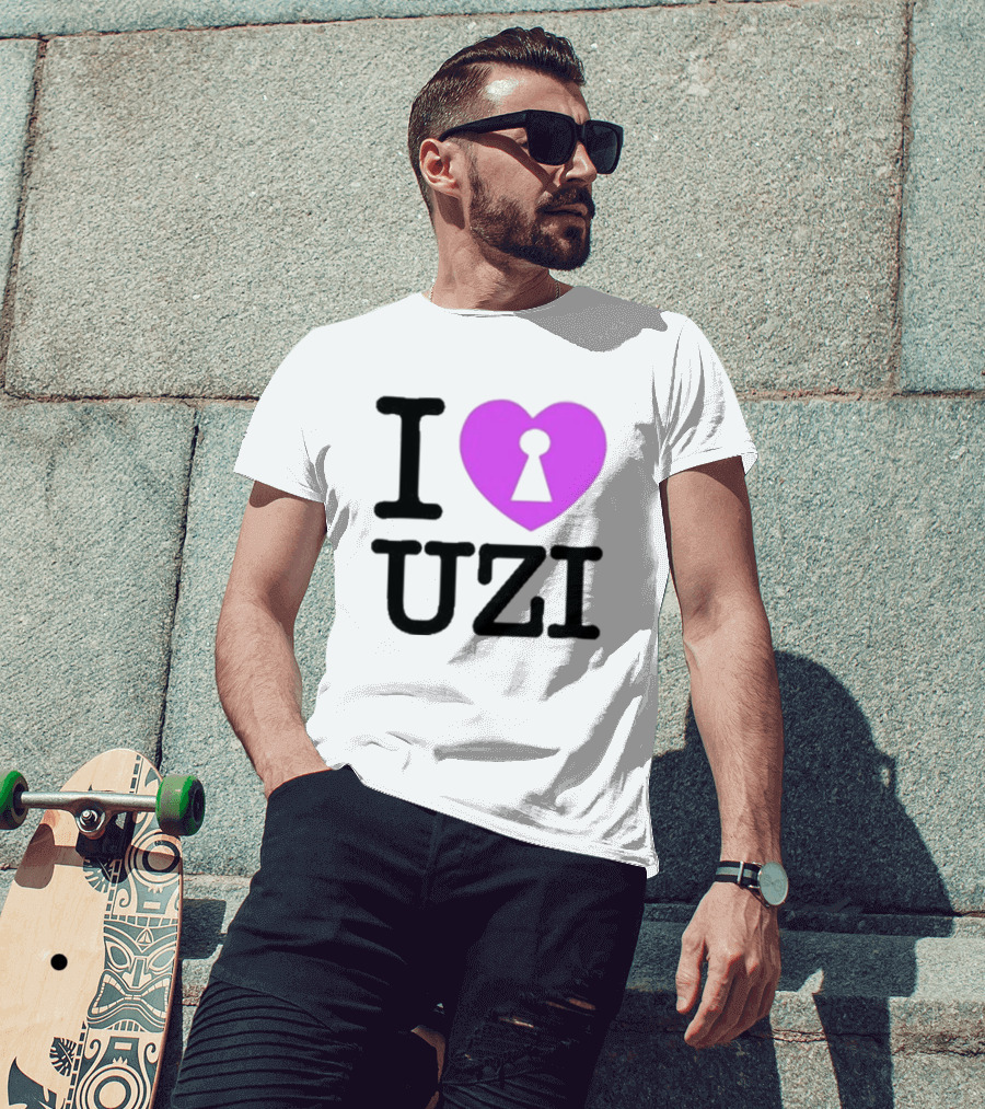 I Love Heart Keyhole Uzi T-Shirt