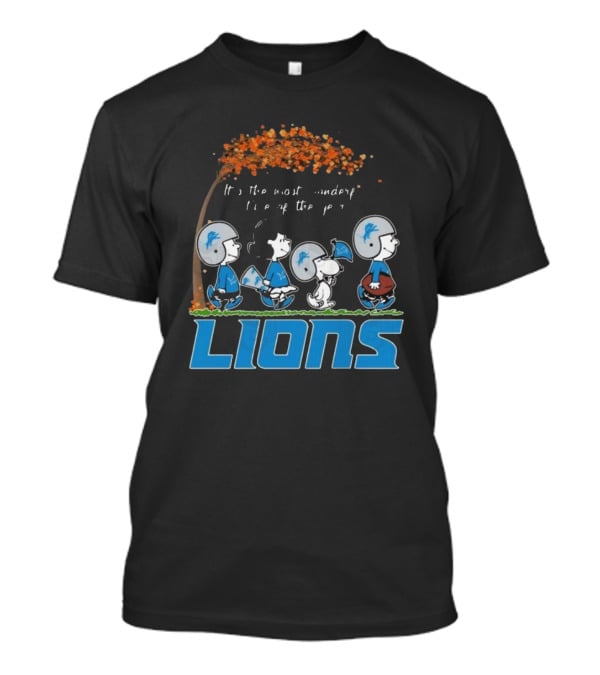 Peanuts Characters It's The Most Wonderful Time Of The Year Detroit Lions T-Shirt