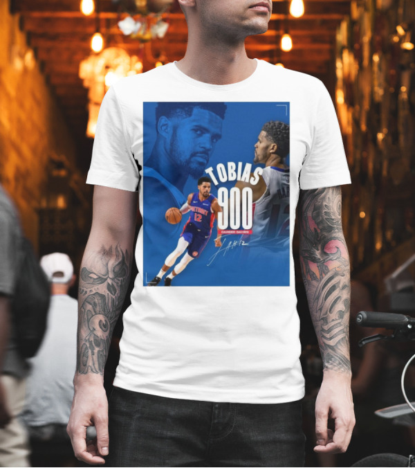 Detroit Pistons Tobias Harris 900 Career Games Milestone T-Shirt Detroit Pistons Tobias Harris 900 Career Games Milestone T-Shirt
