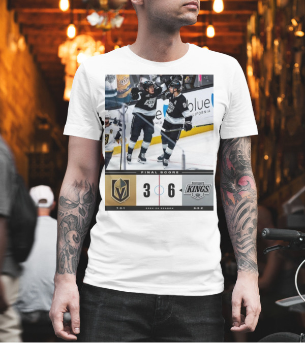 Vegas Golden Knights vs Los Angeles Kings 3-6 Final Score NHL 2024 Season T-Shirt Vegas Golden Knights vs Los Angeles Kings 3-6 Final Score NHL 2024 Season T-Shirt
