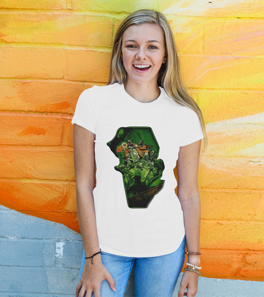 You Only Die 1nce SS Freddie Gibbs Zombie Battle Green Scene T-Shirt