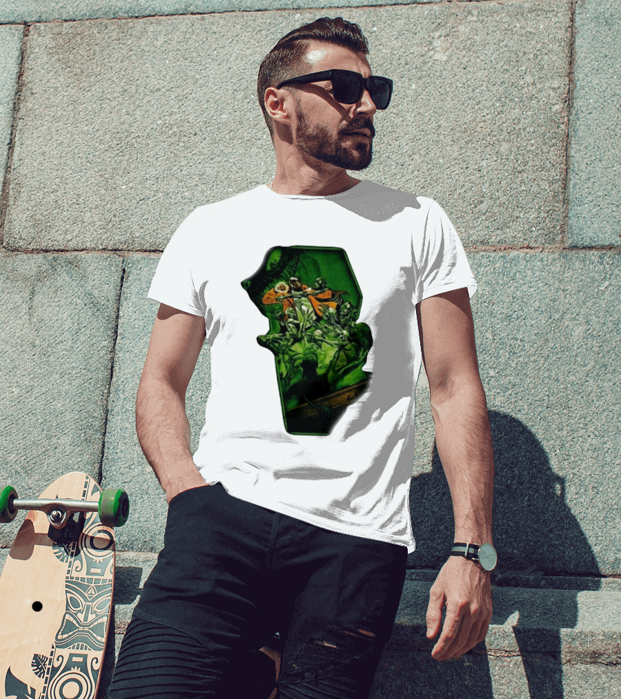 You Only Die 1nce SS Freddie Gibbs Zombie Battle Green Scene T-Shirt