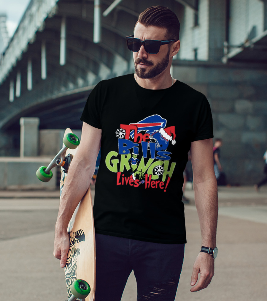 Buffalo Bills Grinch Lives Here Christmas T-Shirt