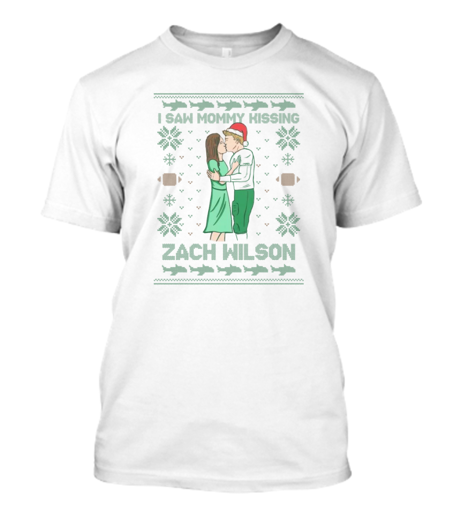 I Saw Mommy Kissing Zach Wilson Christmas Sweater T-Shirt