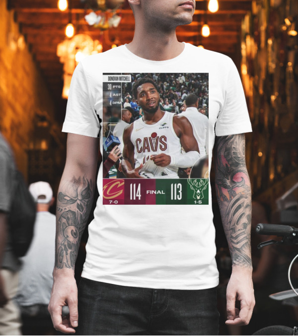 Donovan Mitchell 30 PTS Game-Winner Cleveland Cavaliers 114-113 Milwaukee Bucks T-Shirt Donovan Mitchell 30 PTS Game-Winner Cleveland Cavaliers 114-113 Milwaukee Bucks T-Shirt