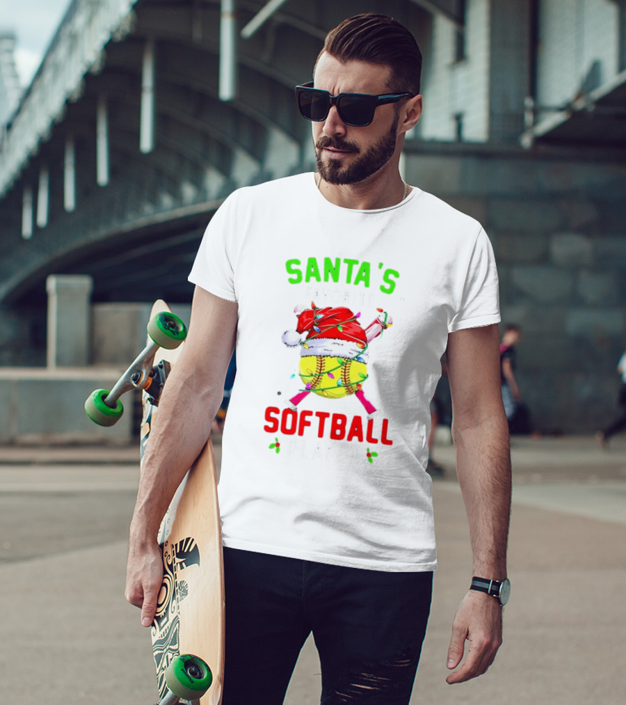 Santa's Favorite Softball Christmas Player T-Shirt