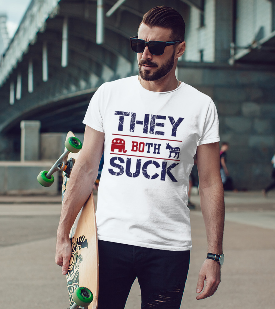 THEY BOTH SUCK Anti Republican Elephant Donkey Political T-Shirt