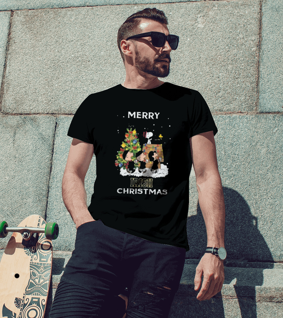 Merry Irish Christmas Notre Dame Fighting Irish X Snoopy And Friends T-Shirt