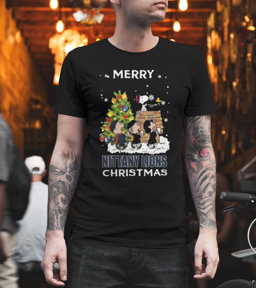 Merry Nittany Lions Christmas Snoopy and Friends T-Shirt