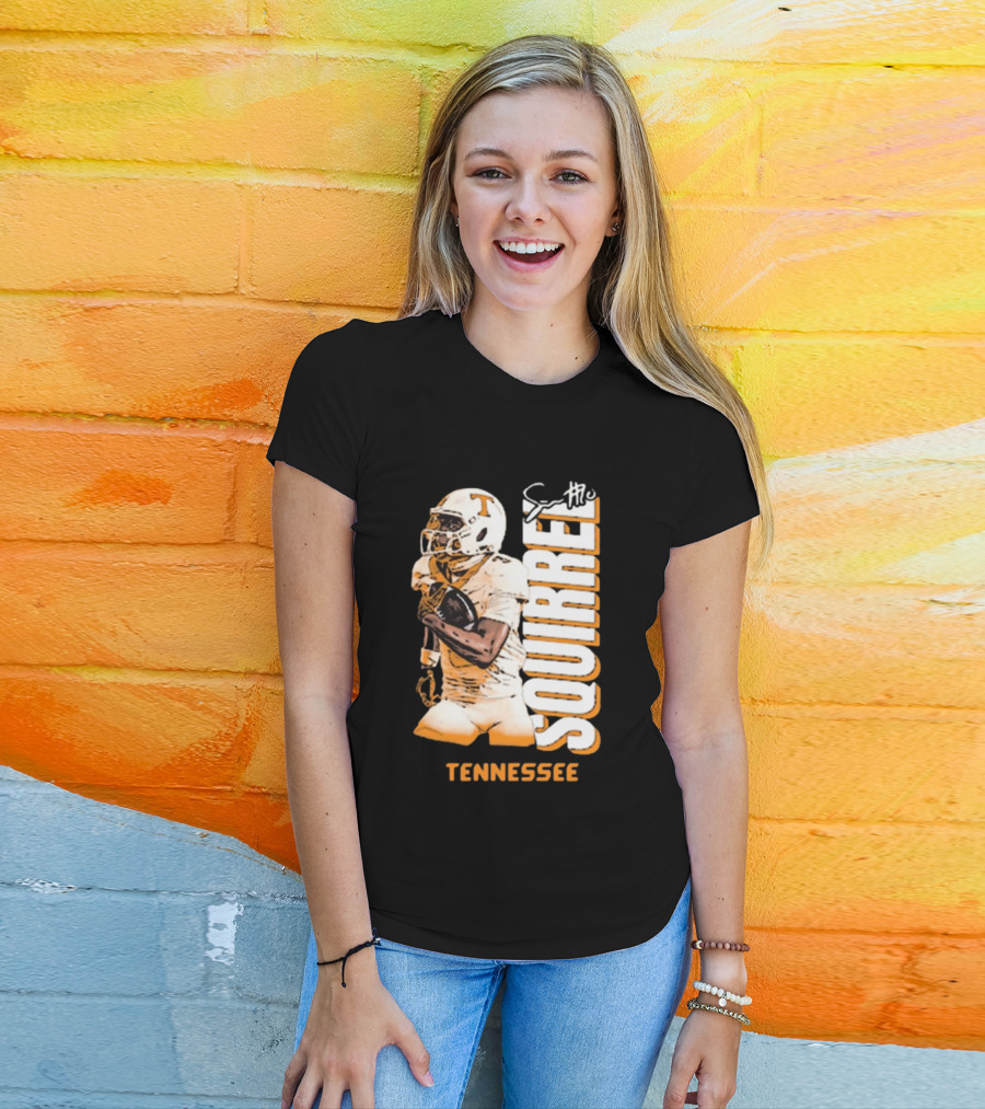 Tennessee Volunteers Squirrel White Football Signature T-Shirt