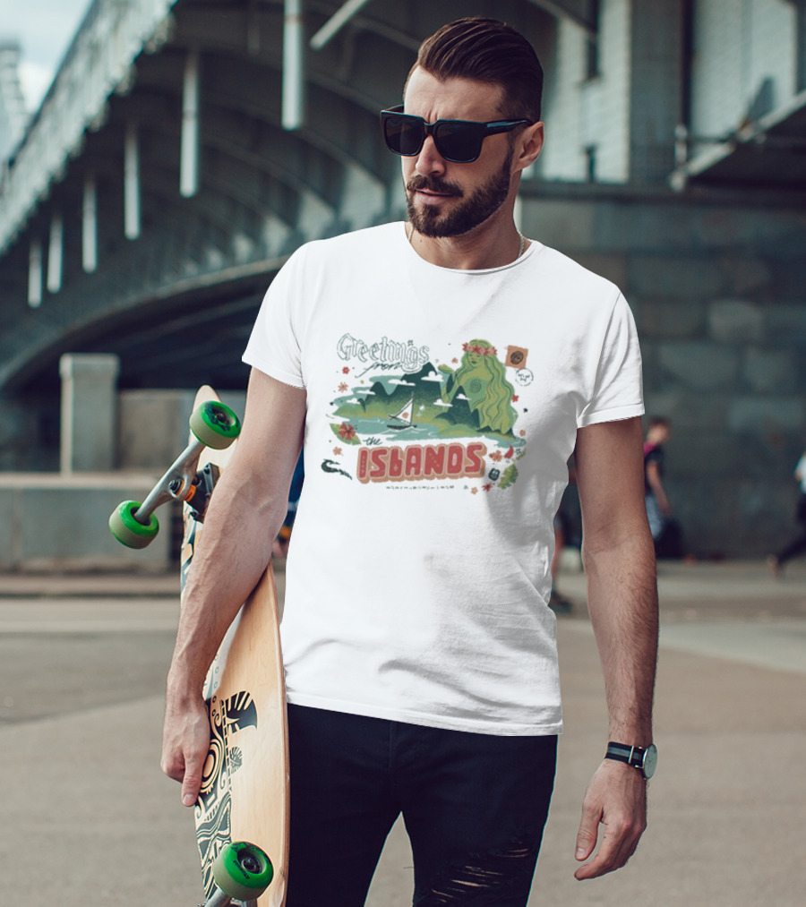 Greetings From The Islands The Lost Bros New Sailing Boat Hula Dancer T-Shirt