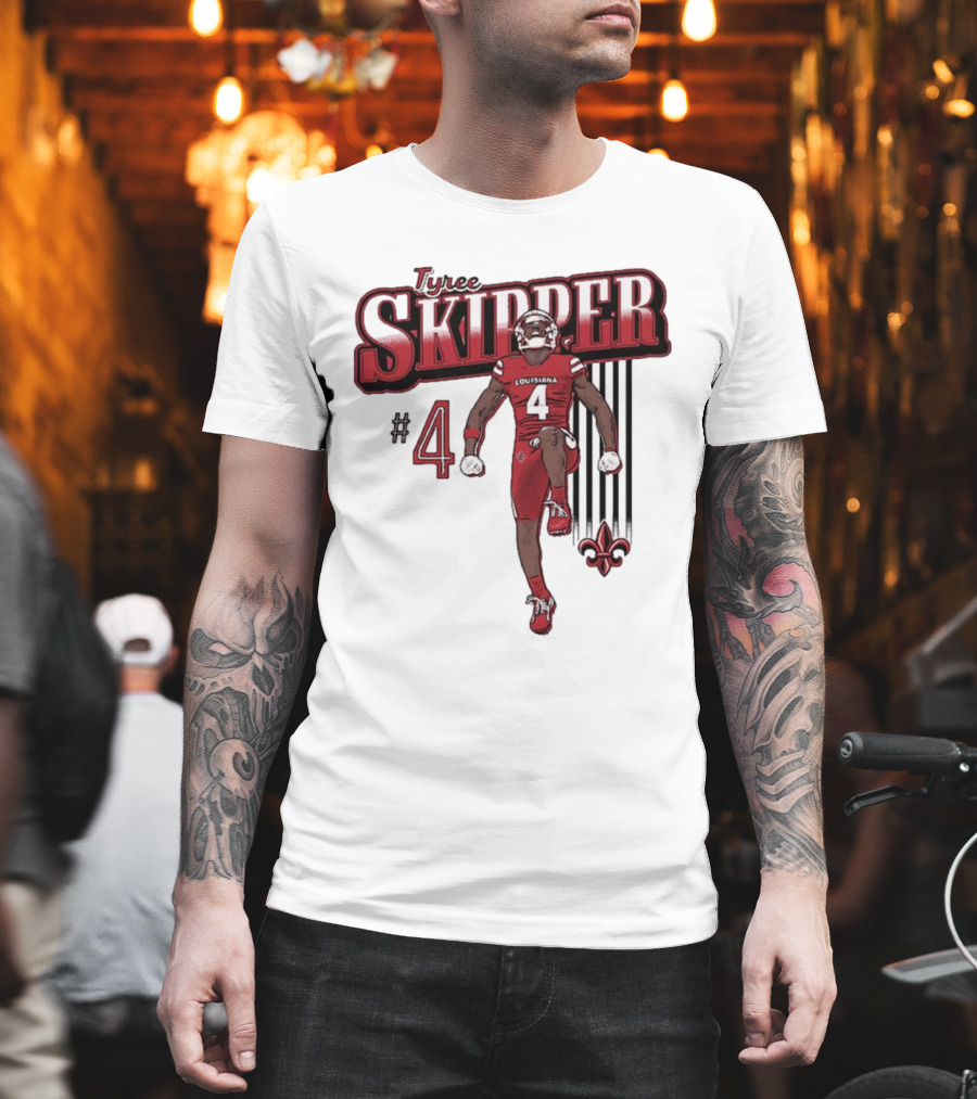 Tyree Skipper #4 Louisiana Ragin’ Cajuns Football Fleur-de-Lis T-Shirt