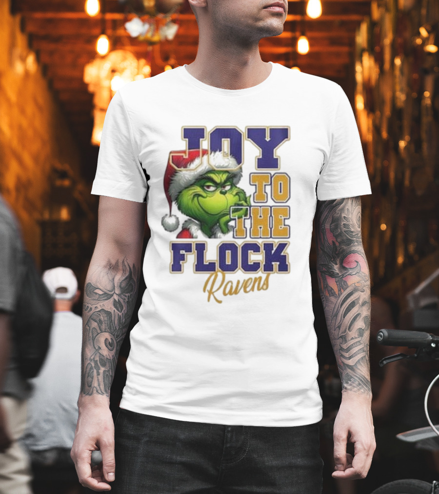 Joy To The Flock Ravens Merry Christmas The Grinch T-Shirt