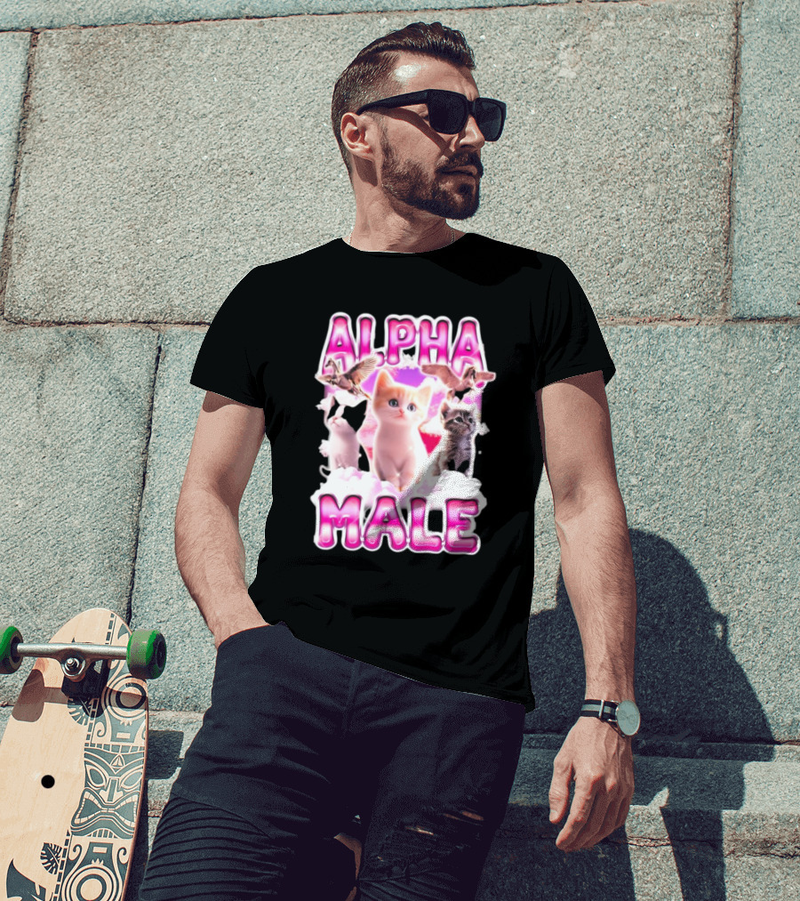 Notsafeforwear Alpha Male Cute Kittens And Birds T-Shirt
