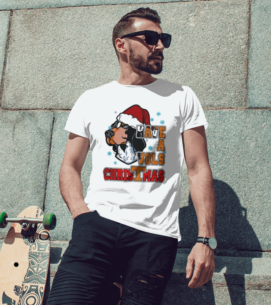 Have A Vols Christmas With Tennessee Volunteers Dog Santa Hat T-Shirt