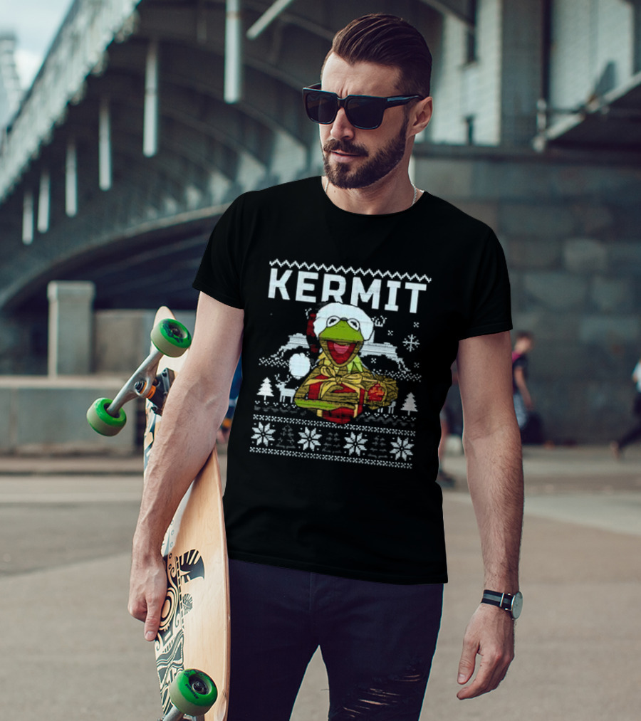 Kermit Christmas Ugly Sweater Muppet Christmas Carol Festive T-Shirt