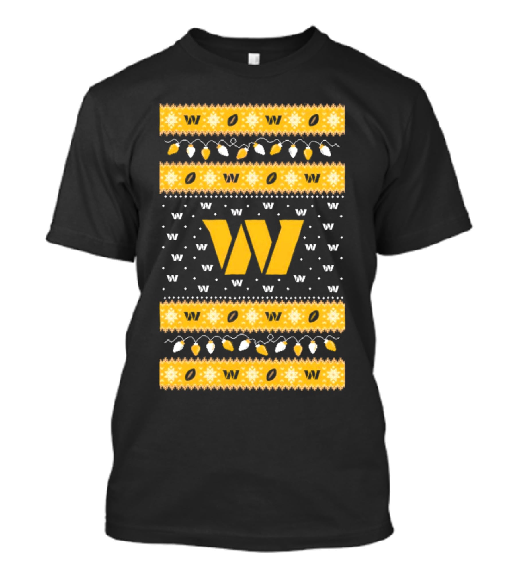 Washington Commanders W Holiday Lights Ugly Sweater Christmas T-Shirt